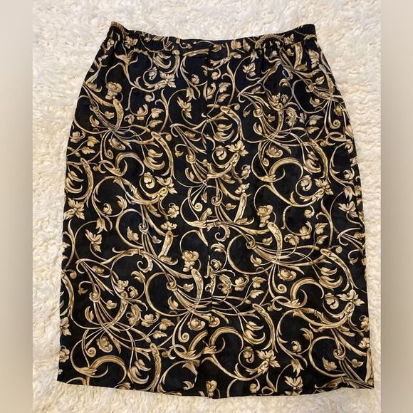 Adrianna Papell black and Gold Silk skirt Size 14 - Picture 3 of 6